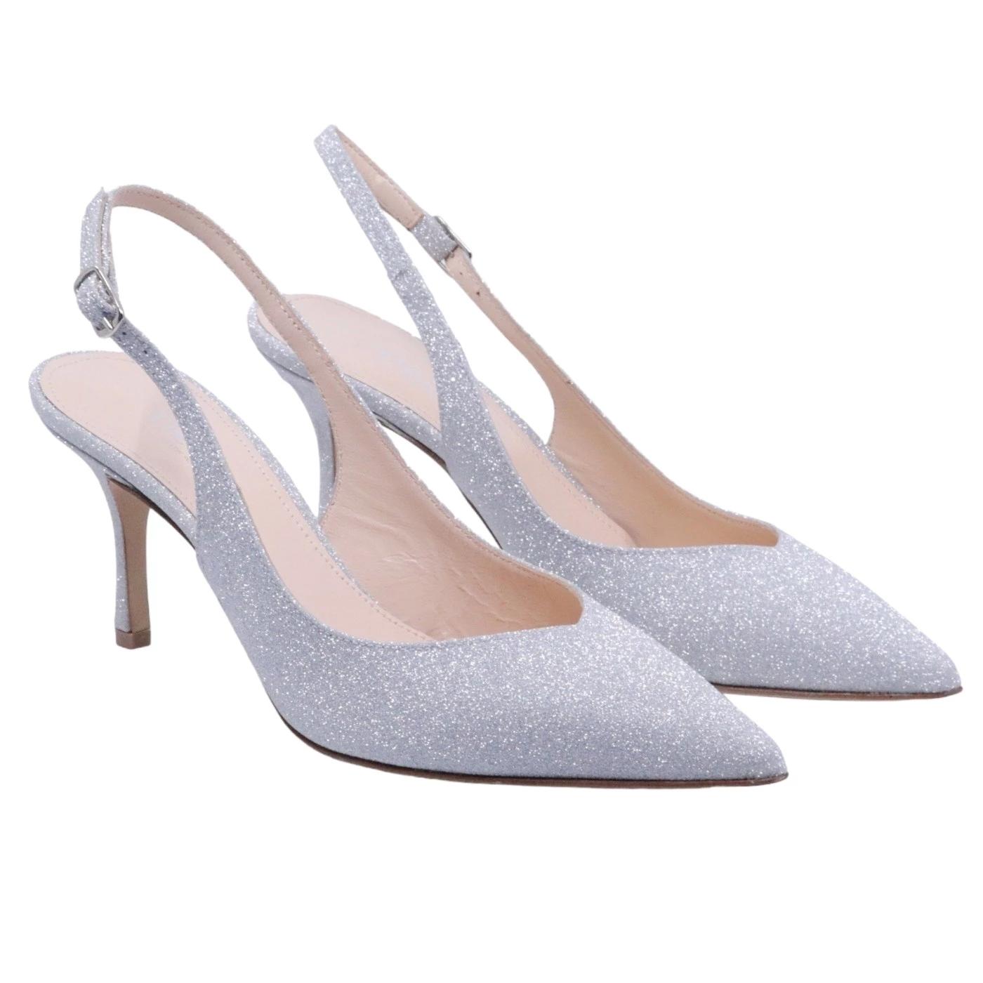 Slingback The Seller da donna realizzato in pelle  pelle argento glitterata 