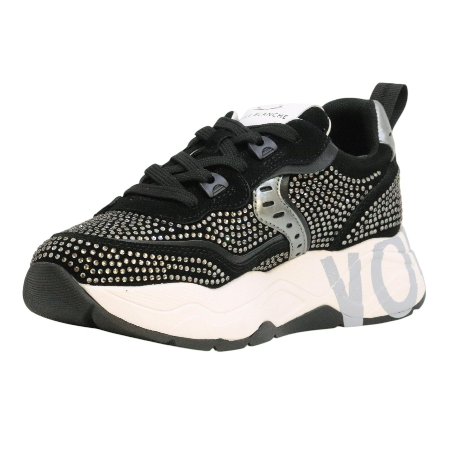 Voile Blanche CLUB105 sneaker donna in suede nero con strass 