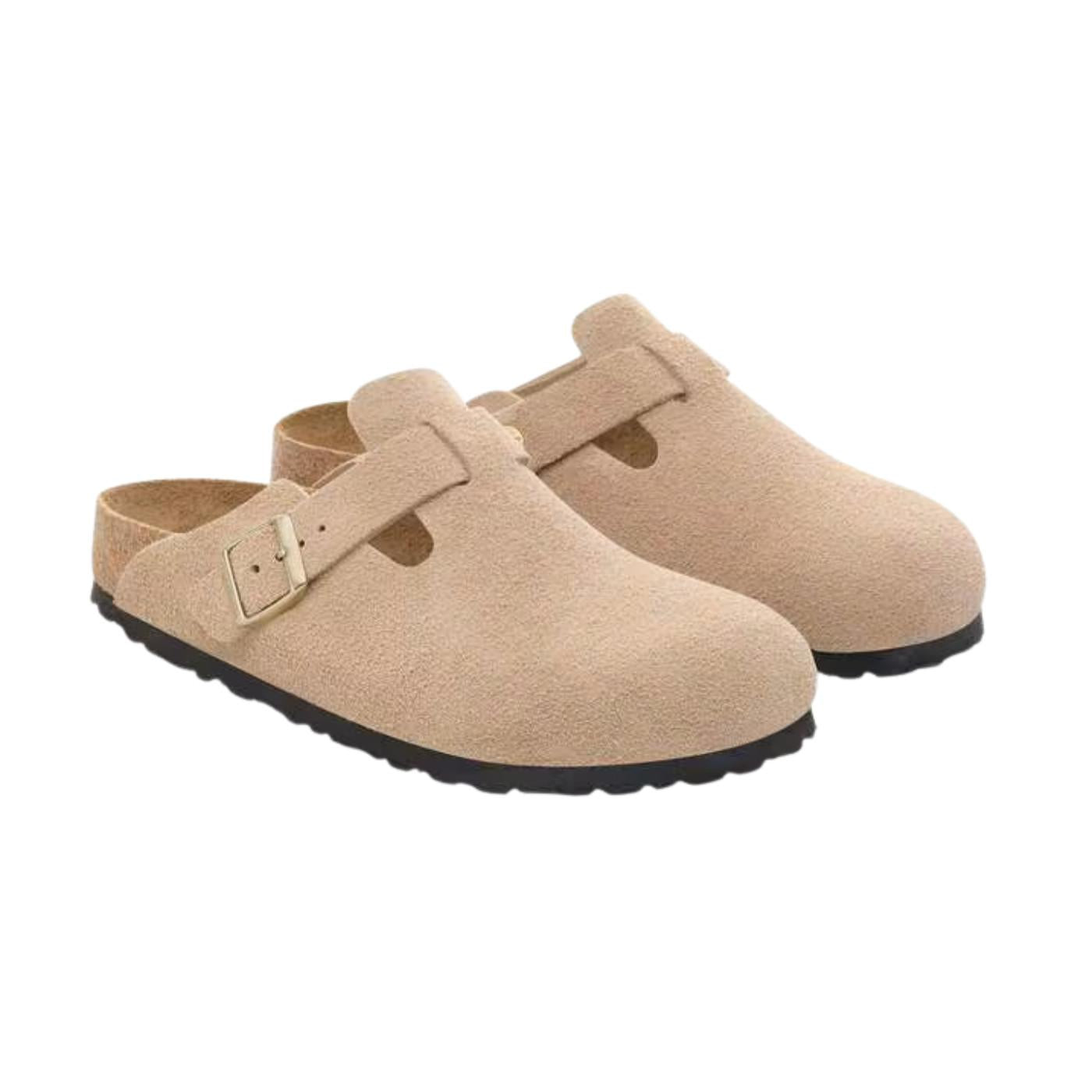 Birkenstock Boston pelle scamosciata Sandcastle sabot donna narrow fit 