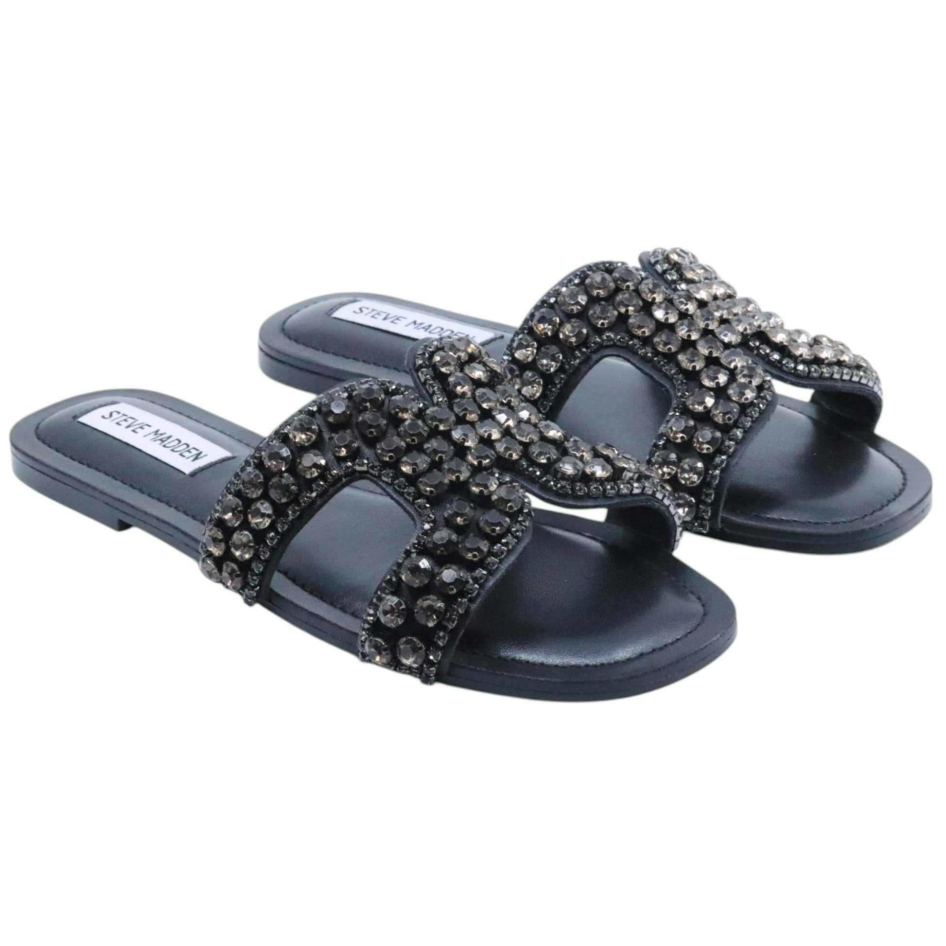 Ciabatta Steve Madden Zaira in pelle nera e strass 