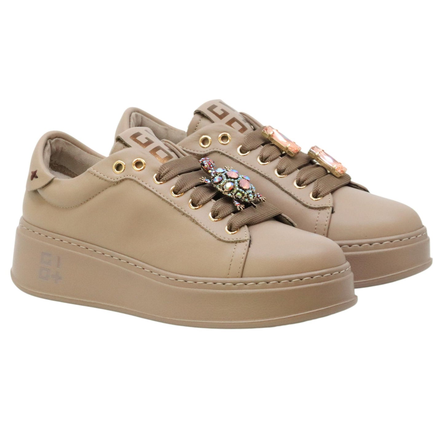 GIO+ PIA432B Combi sneaker donna in pelle taupe 