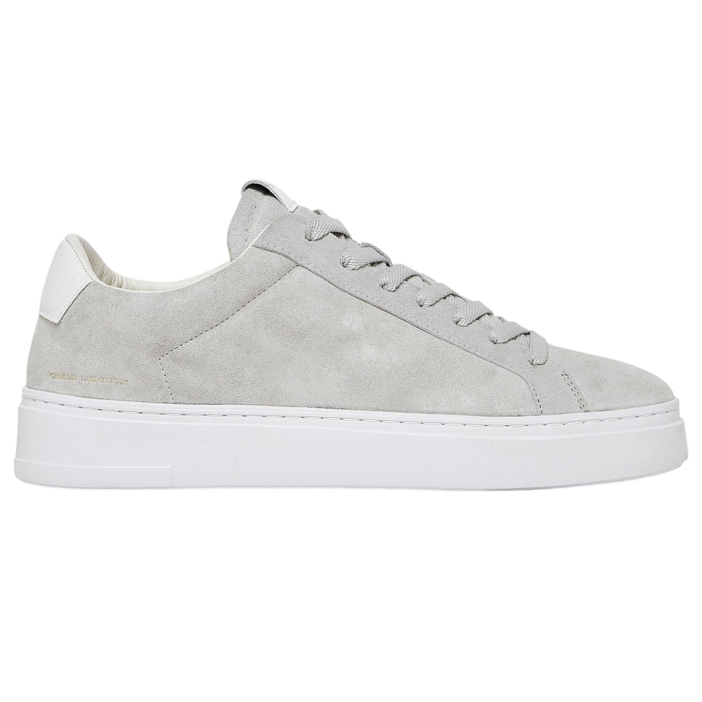 Sneaker uomo Crime London 17705 Extralight in camoscio ghiaccio e talloncino in pelle martellata bianca 