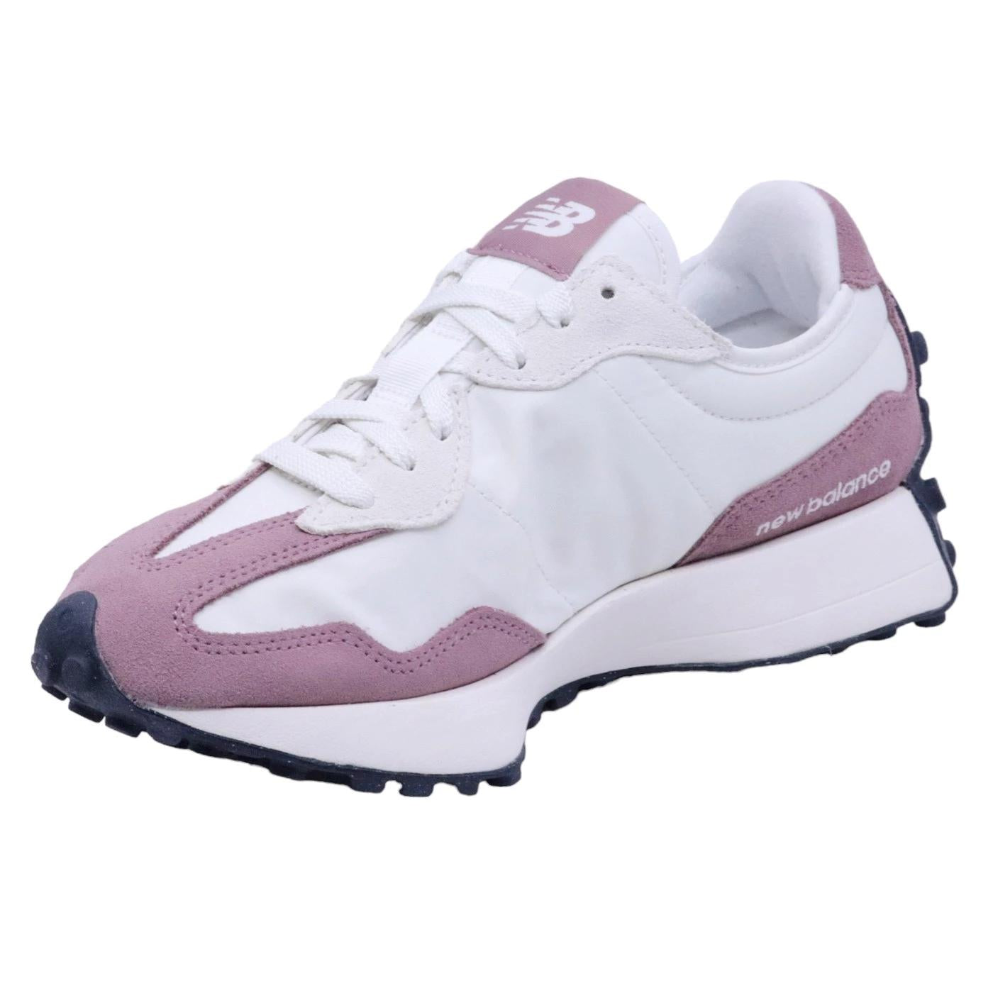 New Balance 327 sneaker donna in tessuto tecnico bianco e camoscio rosa 