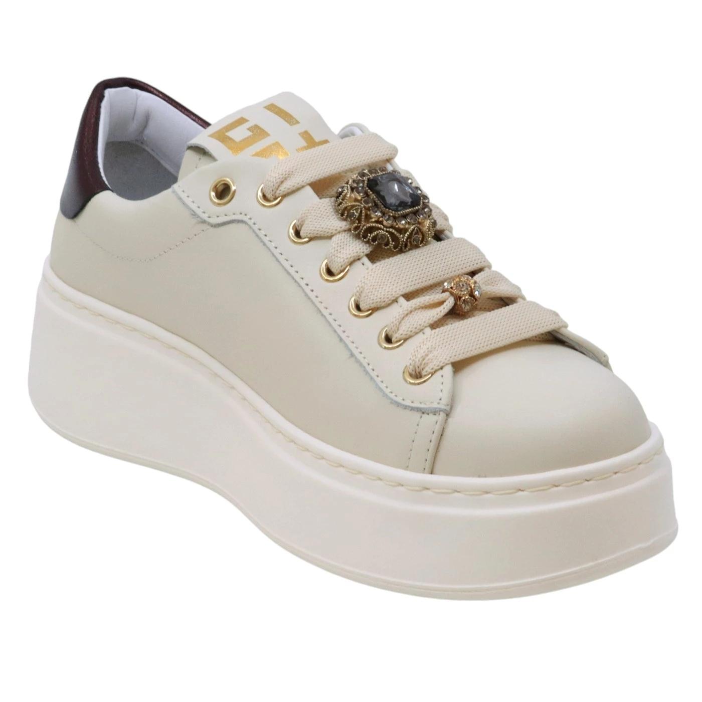 Sneaker donna Gio+ PIA250A in pelle latte 