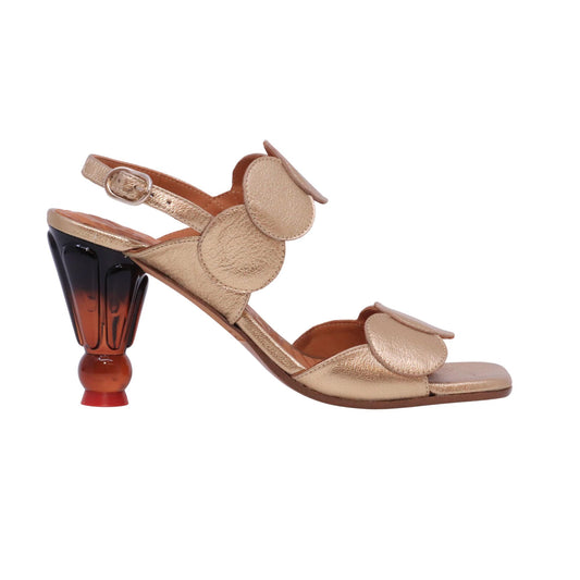 Chie Mihara Urana sandalo donna in pelle color champagne con tacco scultoreo 