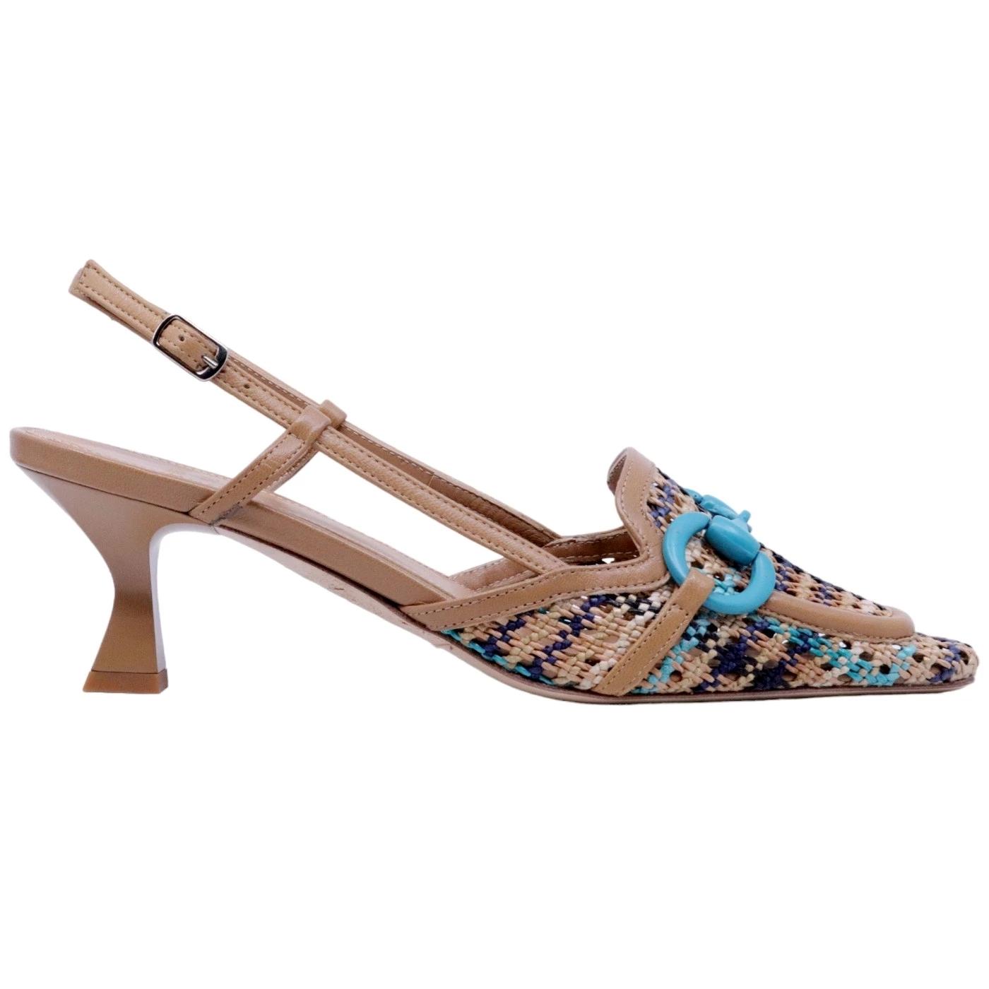 Slingback donna Chantal 2245 in pelle nocciola e corda intrecciata 