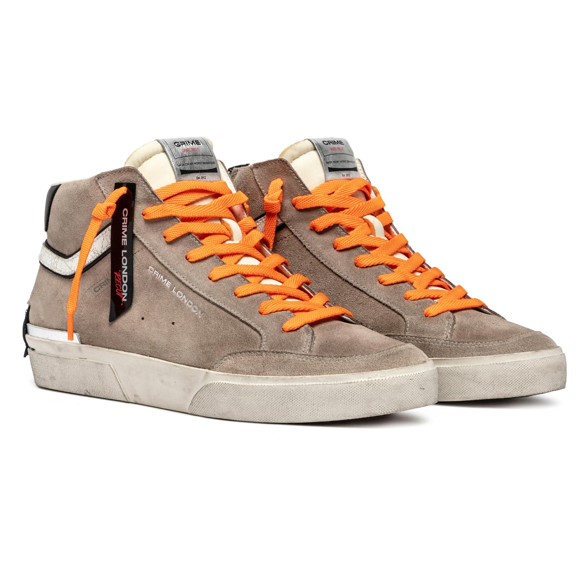 Crime London 11171 SK8 Recut High sneaker uomo camoscio beige 