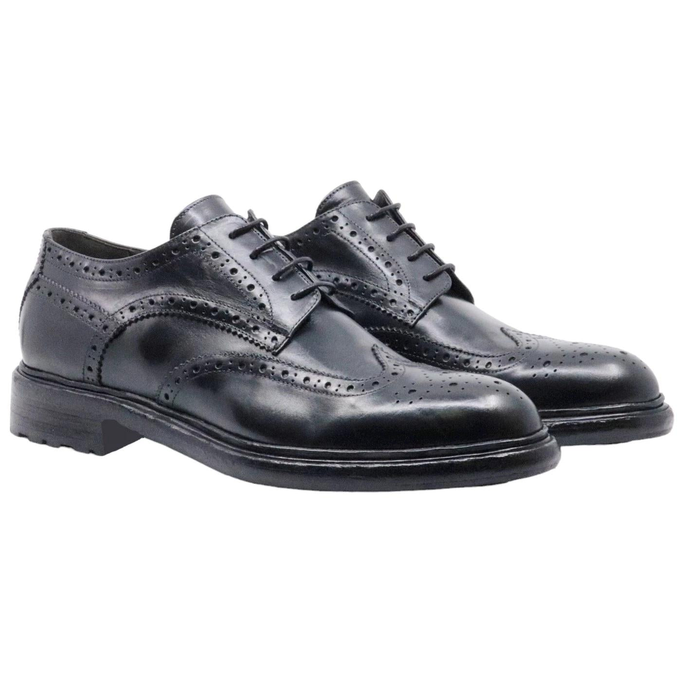 Crispiniano 6089 scarpa derby imperiale da uomo in pelle nera 