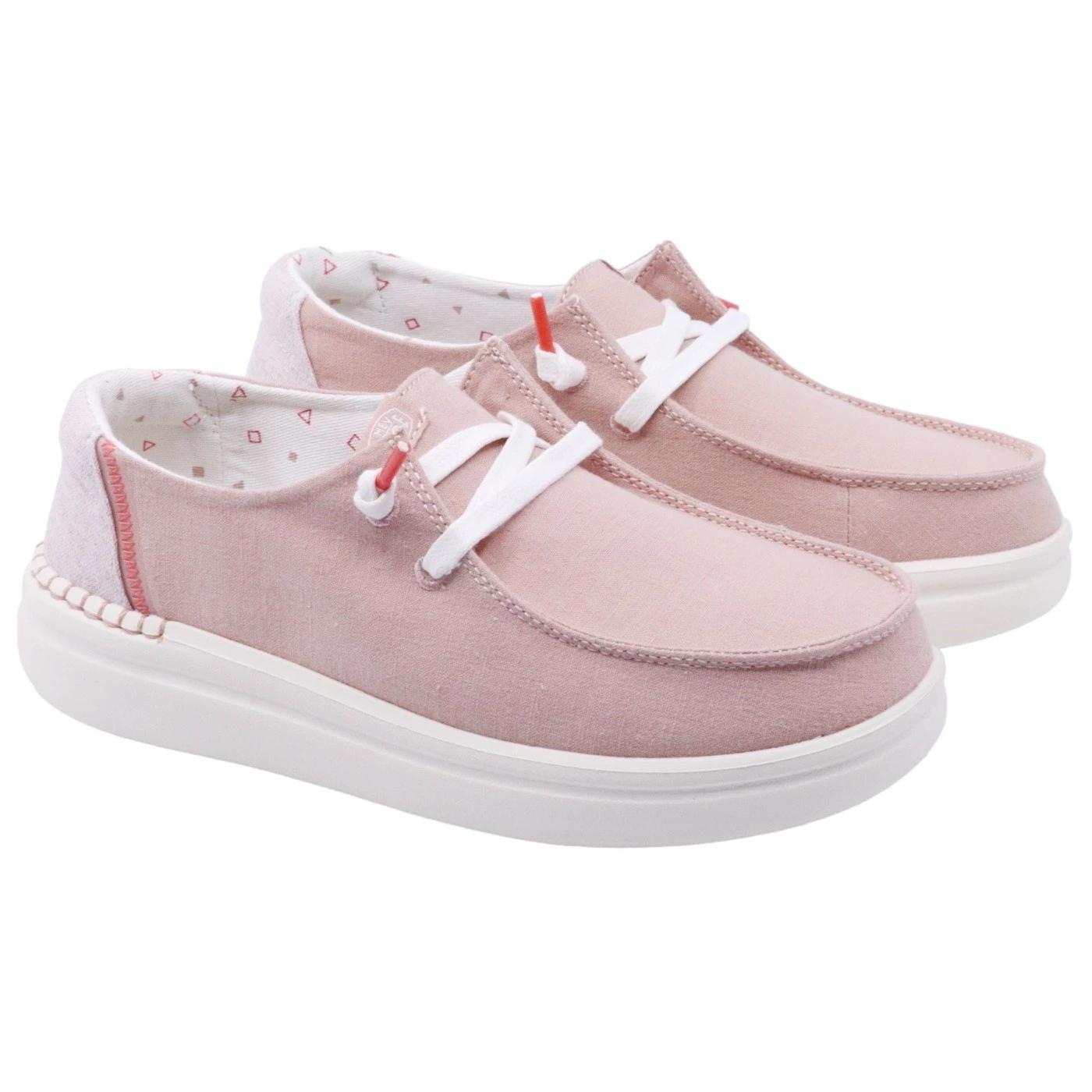 Hey Dude Wendy Rise sneaker donna in misto lino rosa 