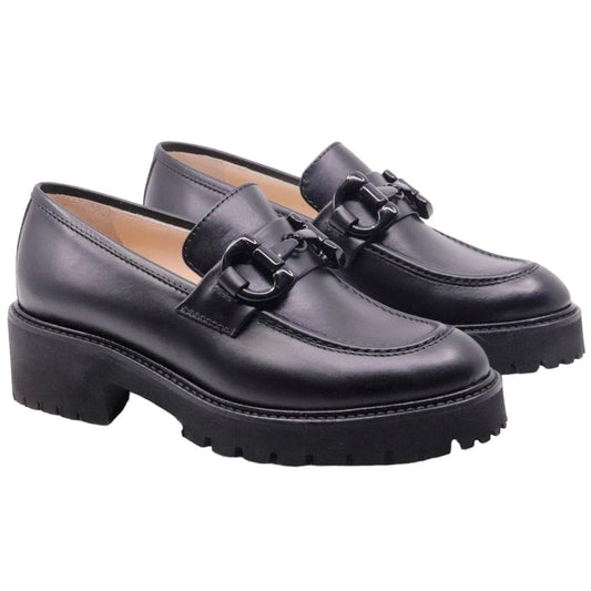 Mocassino donna Le Briella in pelle nappata di colore nero con morsetto 