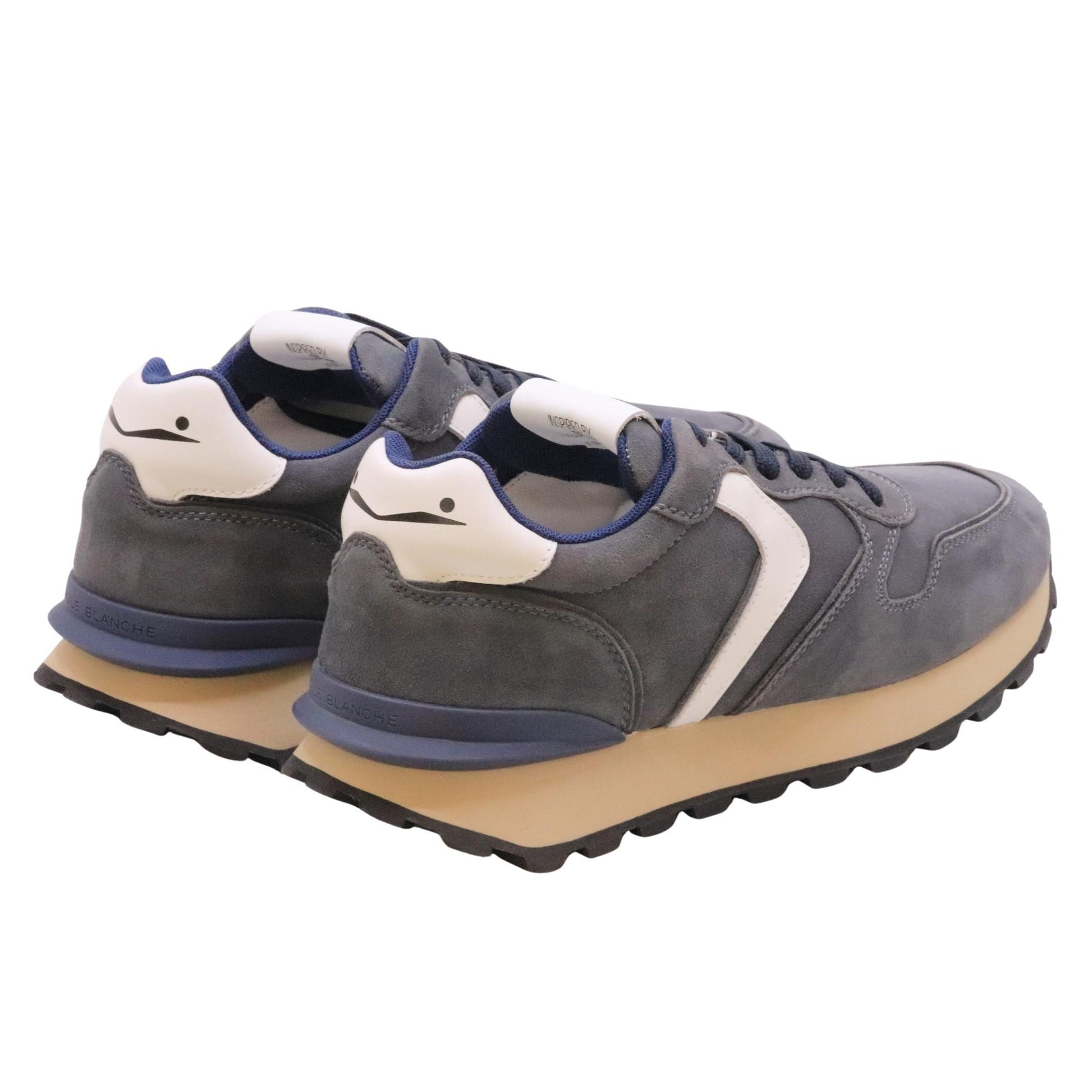Voile Blanche Paris Race sneaker uomo pelle e suede blu e grigio 
