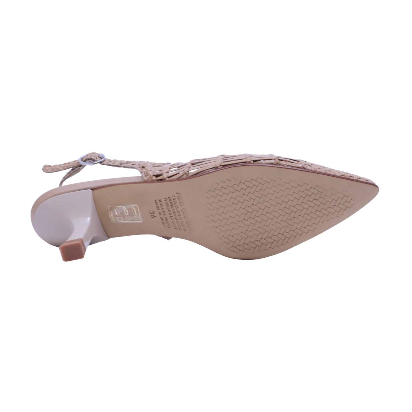 Pons Quintana Carol 11953 159 slingback donna in pelle intrecciata taupe con tacco 