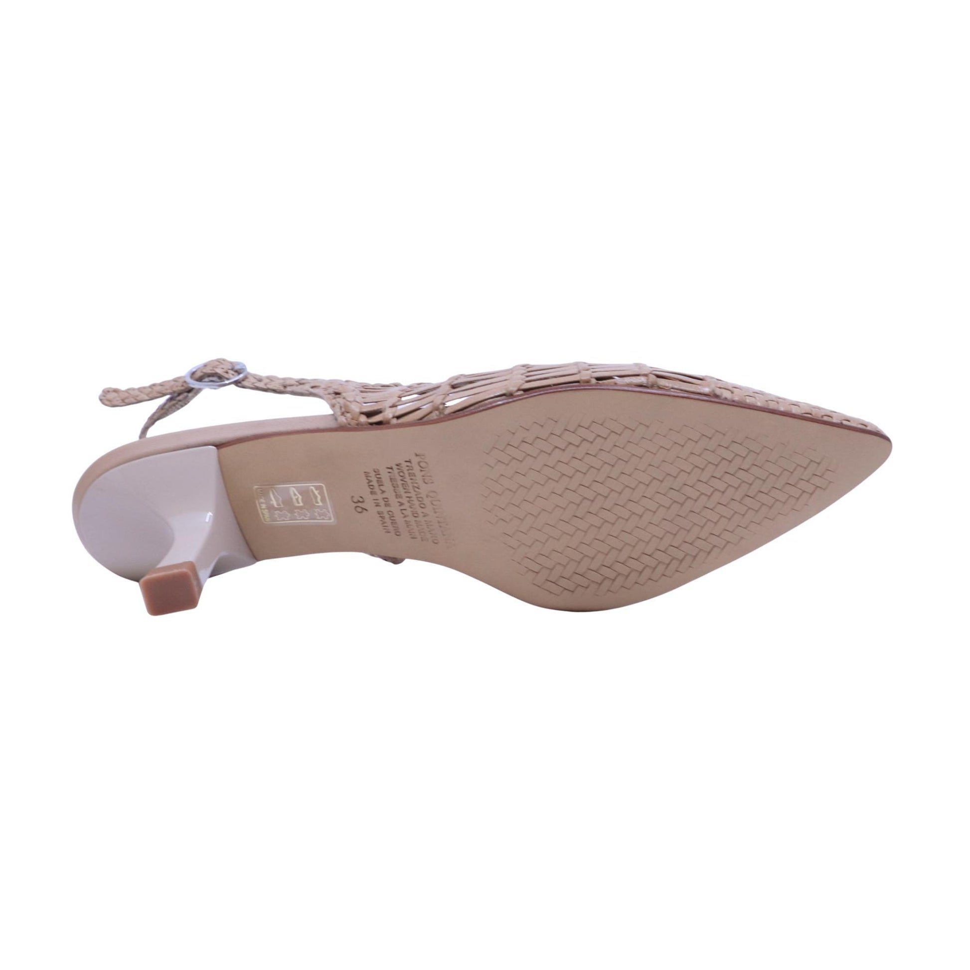 Pons Quintana Carol 11953 159 slingback donna in pelle intrecciata taupe con tacco 