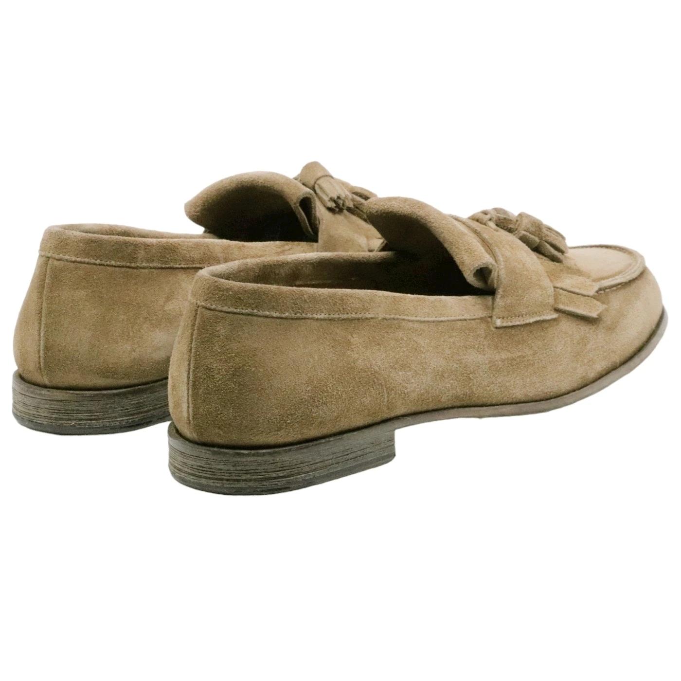 Mocassino uomo Crispiniano 02 in pelle scamosciata taupe 