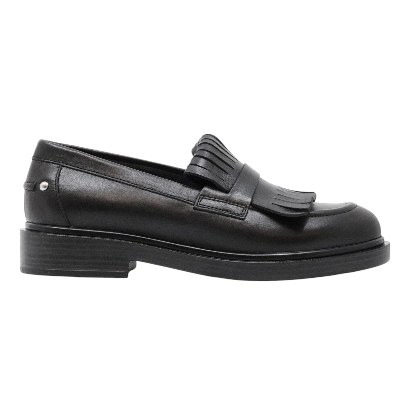 Triver Flight 709 mocassino donna in pelle nera con frange 