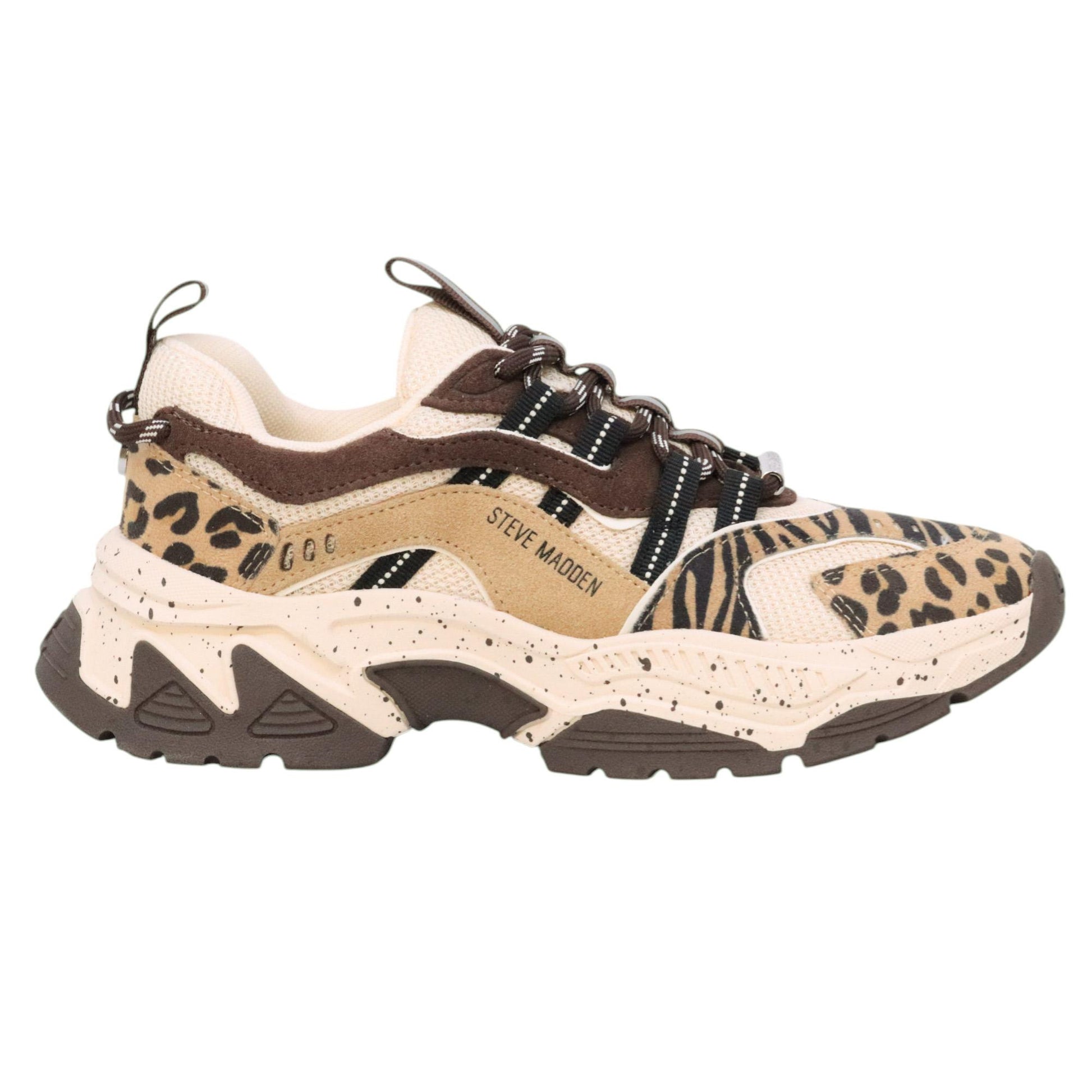 Steve Madden Animates sneaker donna leopardata in multi materiale marrone 