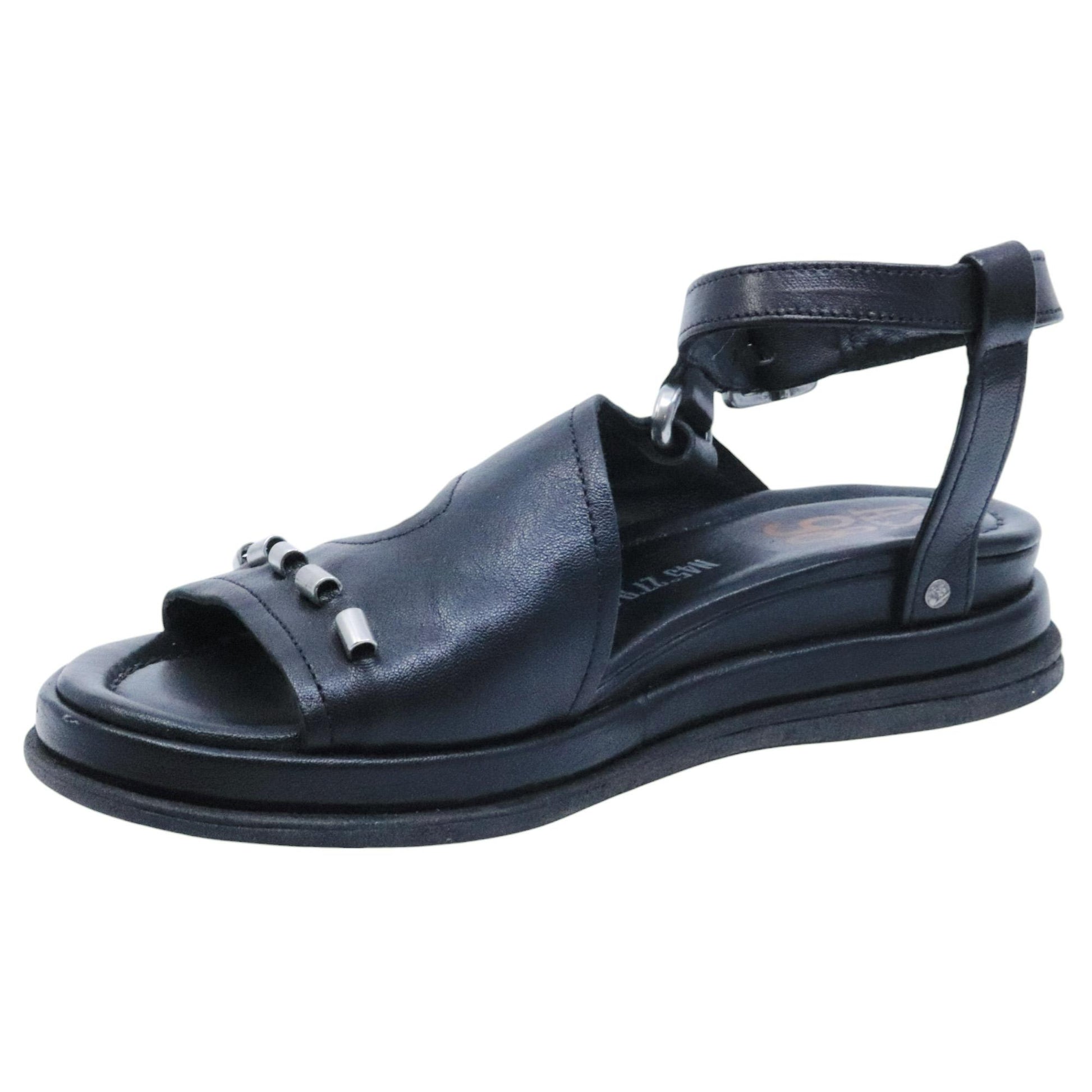 Sandalo donna AS98 B60016 in pelle nera<BR/> 