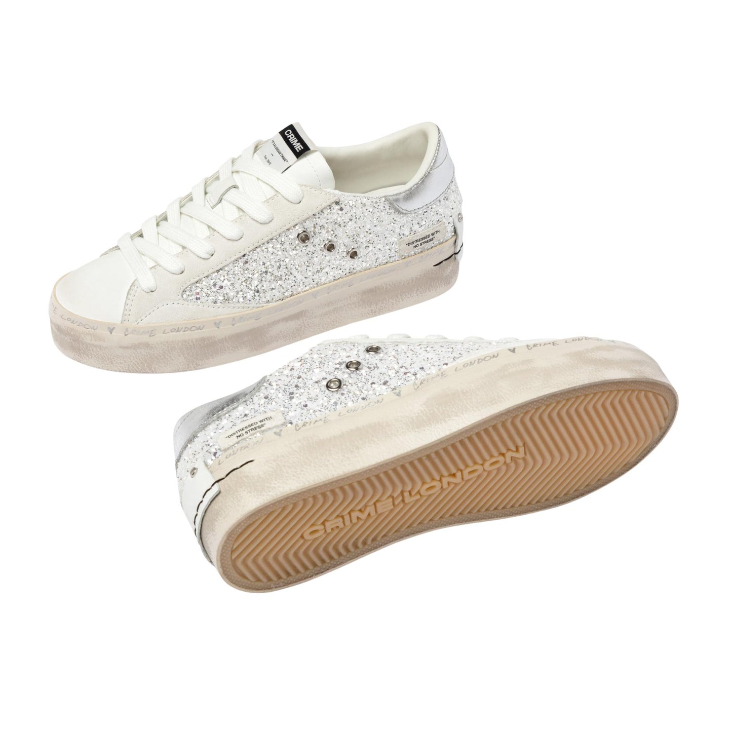 Crime London Distressed Platform Silver Dust 29052 sneaker donna 