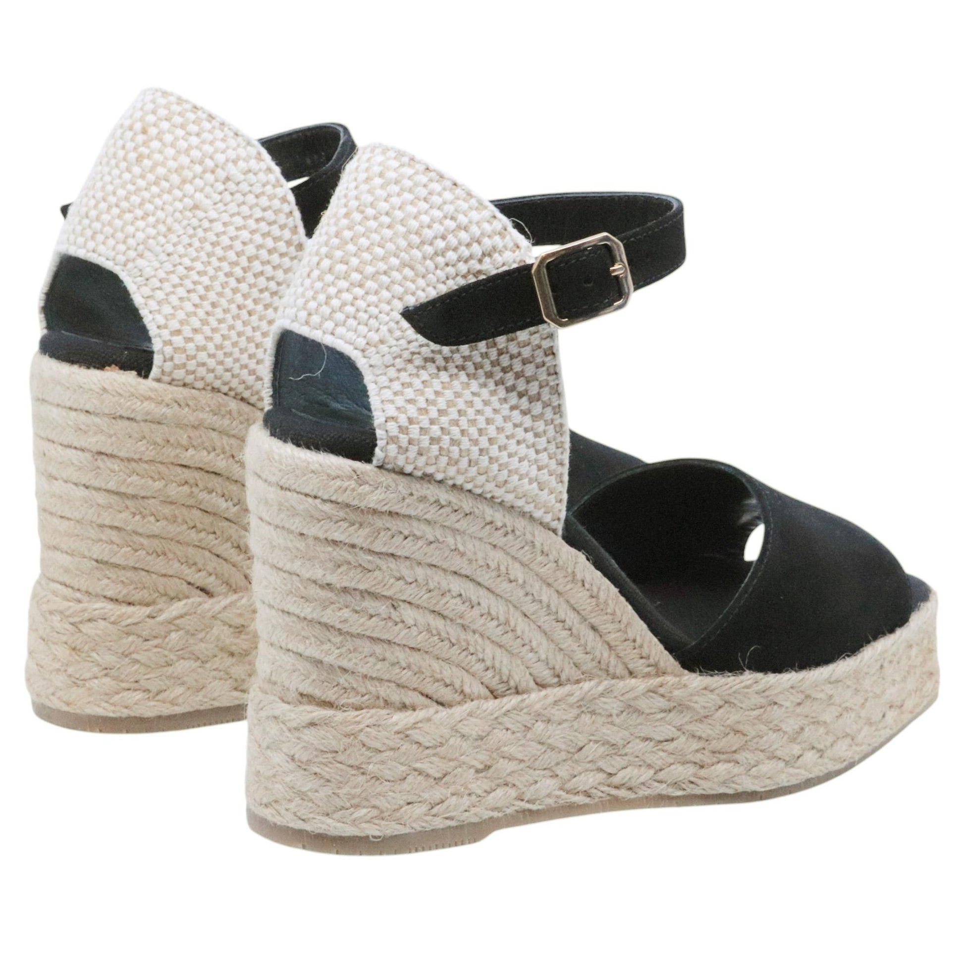 Sandalo zeppa Palomitas Fiena 27 3501 in camoscio nero 