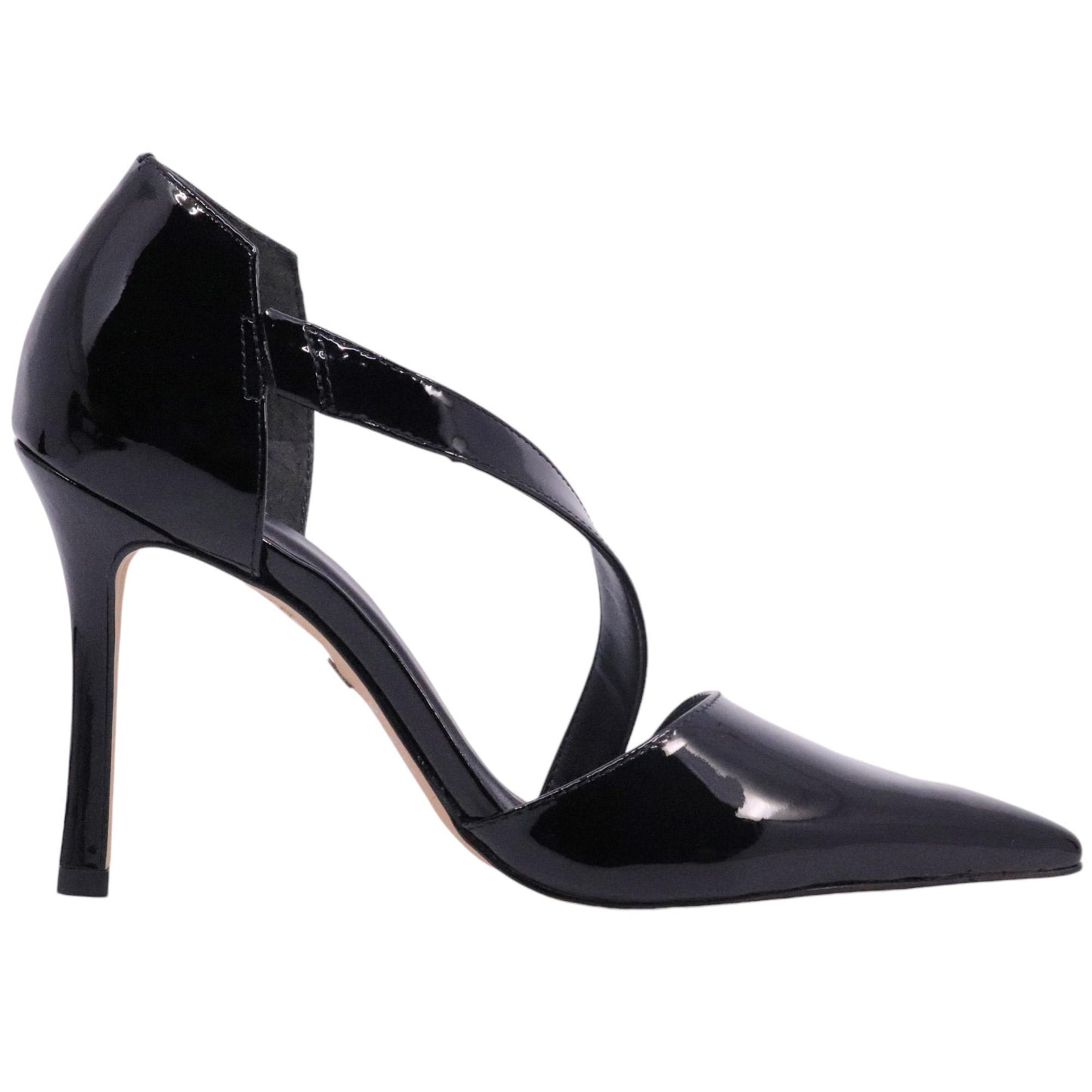 Décolleté donna Carrano 607002 in pelle vernice di colore nero aperto ai lati 