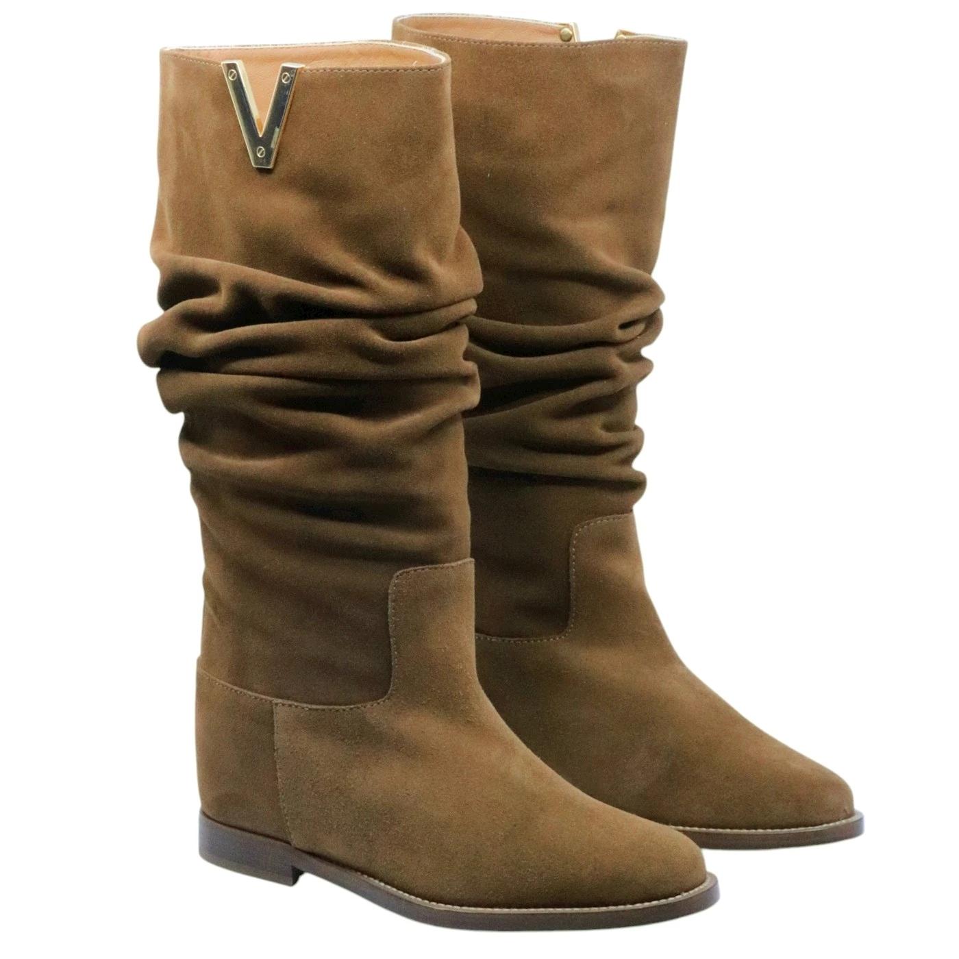 Stivale Via Roma 15 4314 in camoscio marrone mogano 