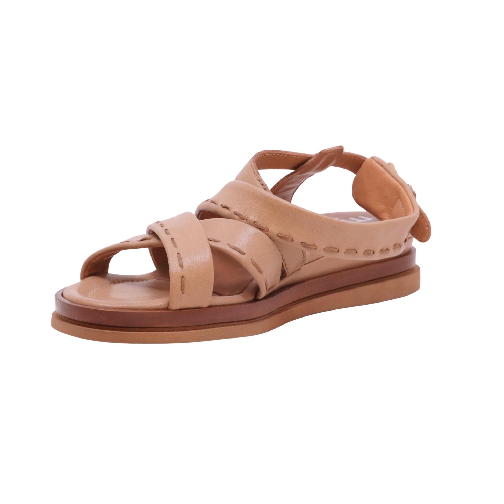 Mjus N14003 sandalo donna in pelle beige cammeo con zeppa 4 cm casual comfort 