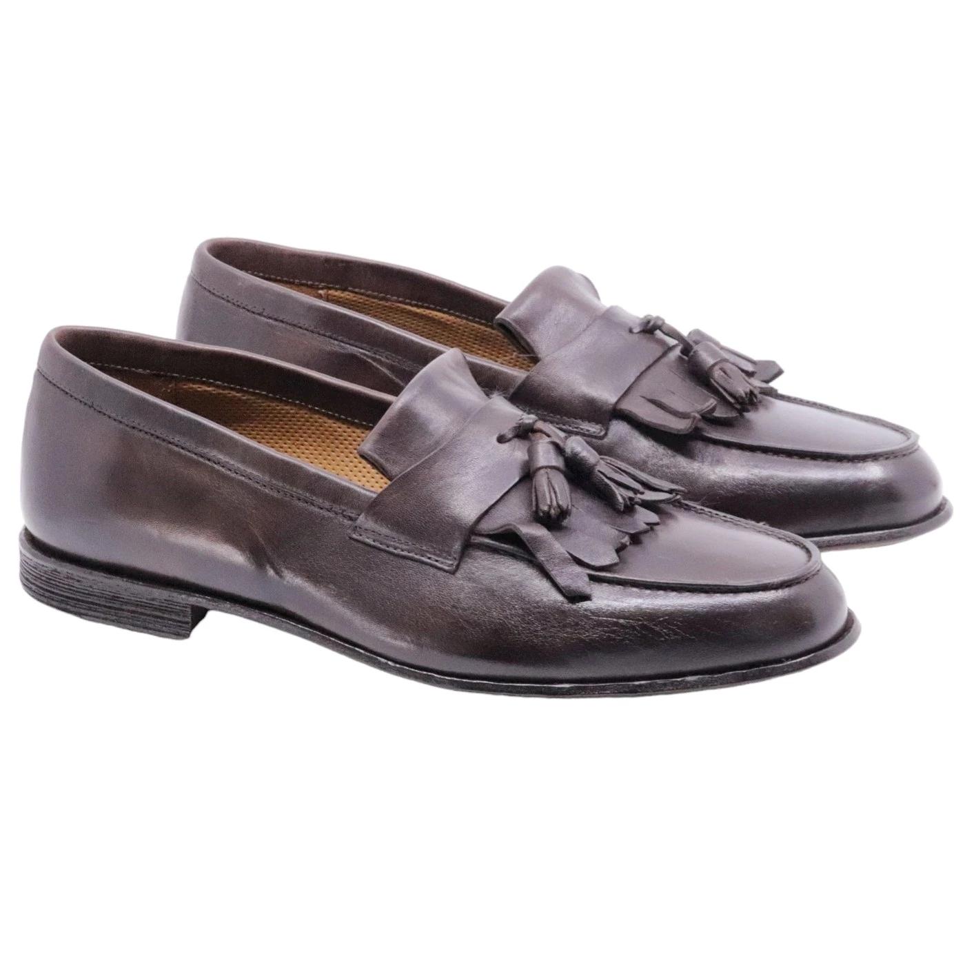 Mocassino uomo Crispiniano 02 in pelle nappata marrone 