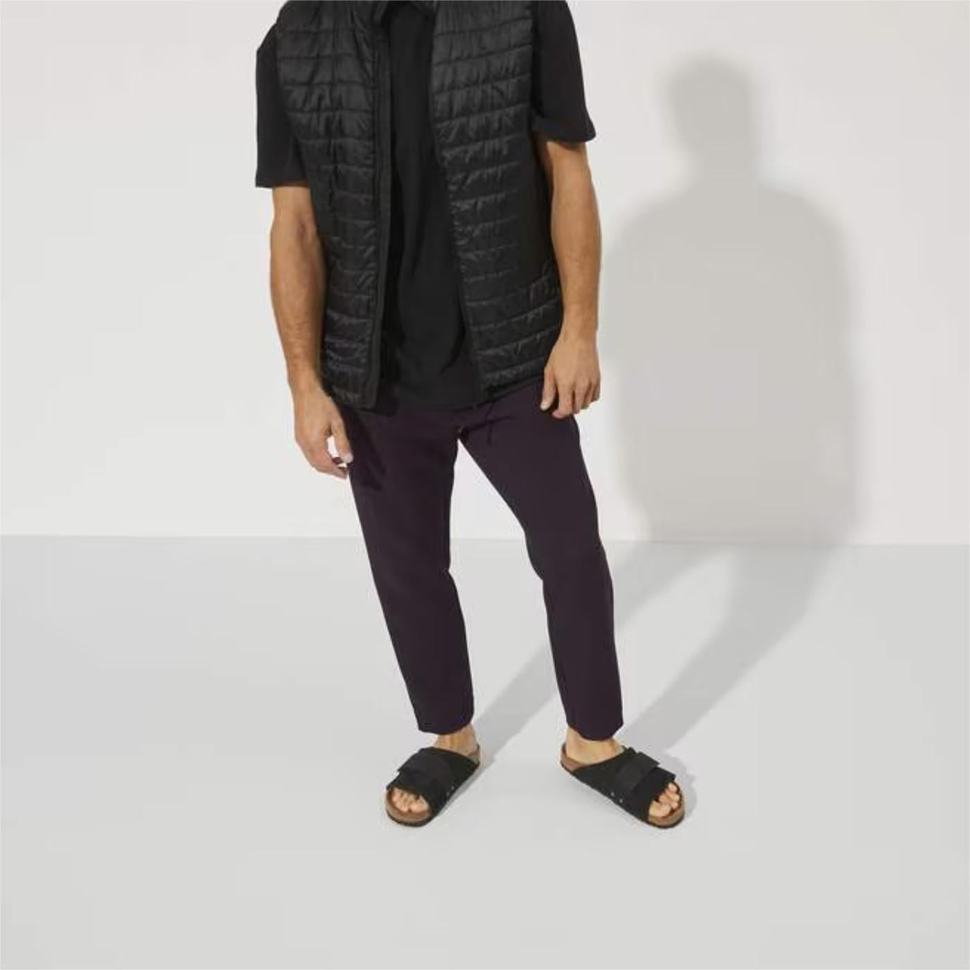 Birkenstock Kyoto Black sandalo uomo in nabuk e camoscio nero narrow fit 