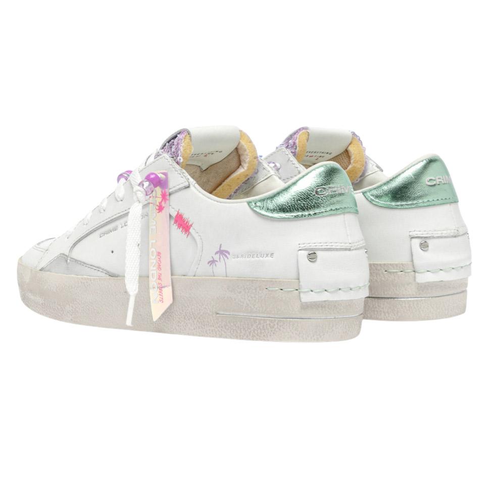 Sneaker donna Crime London Sk8 Deluxe 20100 in pelle bianca e multicolor 