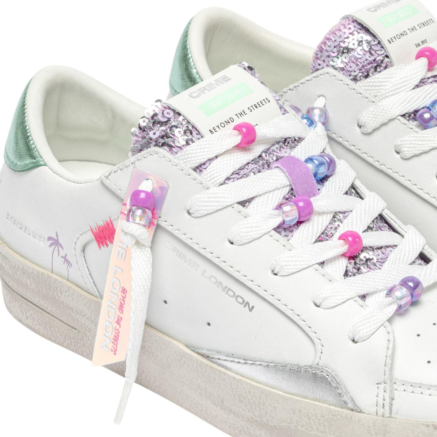 Sneaker donna Crime London Sk8 Deluxe 20100 in pelle bianca e multicolor 