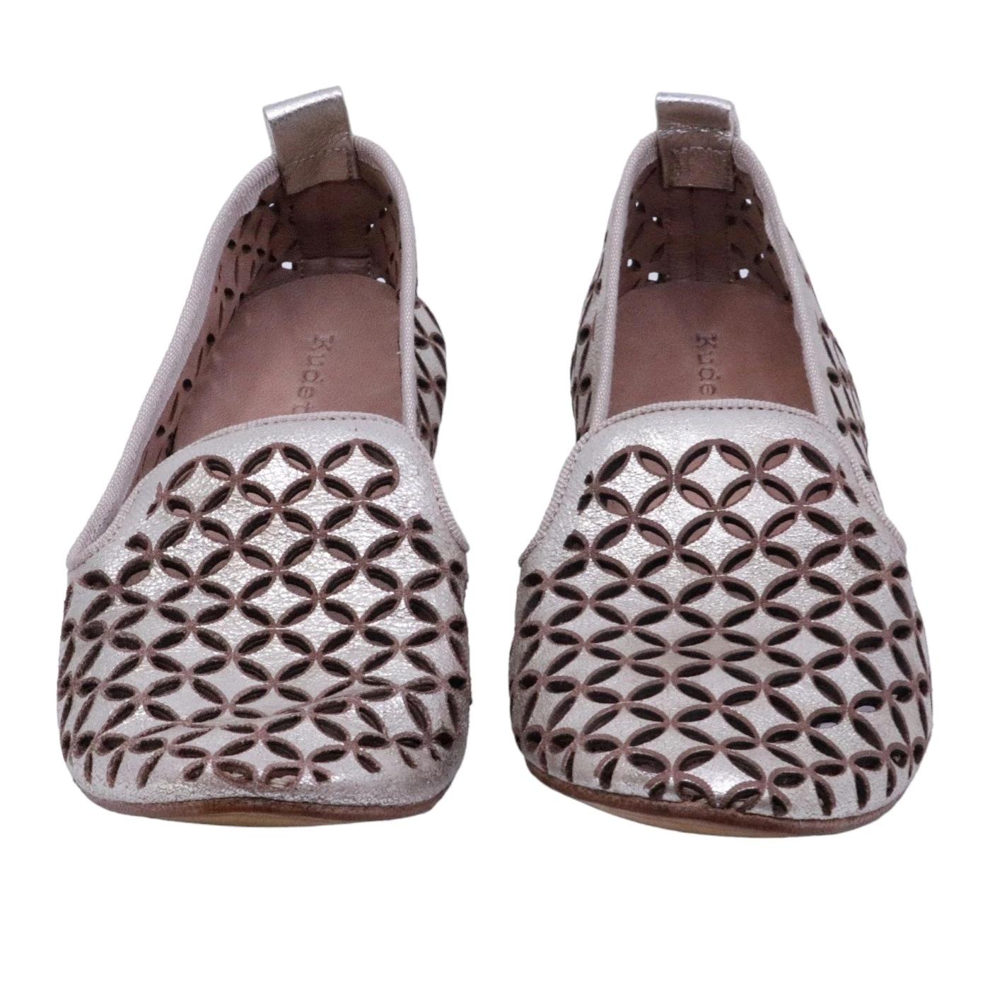 Mocassino donna Kudetà 314102 in pelle laminata argento 