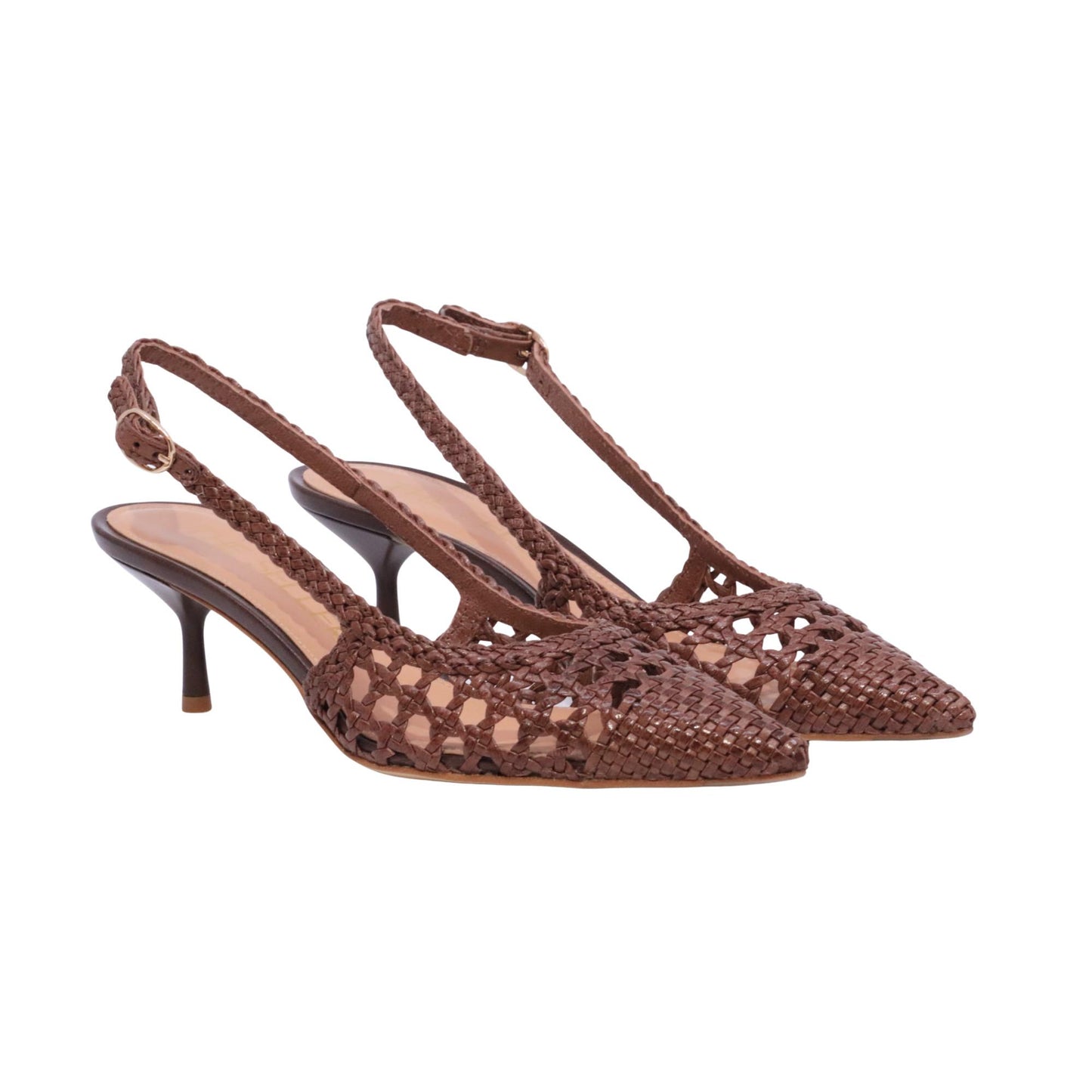 The Seller SE3028 slingback donna in pelle intrecciata cuoio 