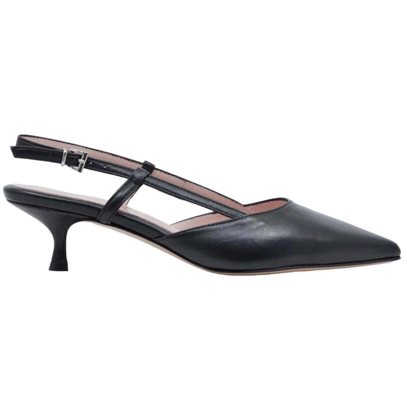Slingback donna Anna F 1410 in elegante pelle di colore nero 