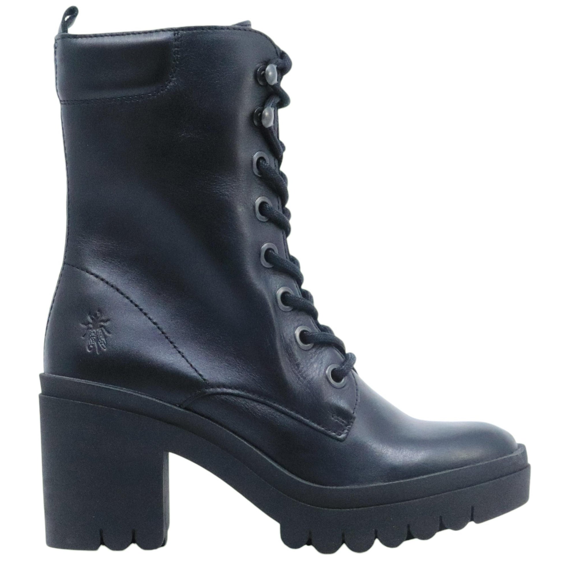 Stivaletto allacciato donna Fly London Tope in pelle nera 