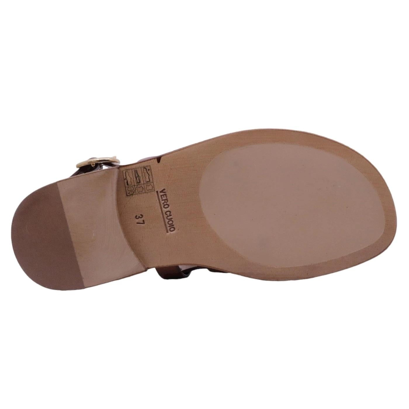 Sandalo donna Triver Flight 725 in pelle color cuoio 