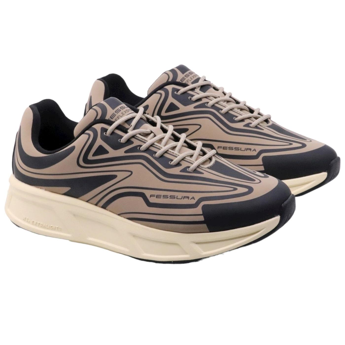 Sneaker uomo Fessura Runflex #02 in nabuk nero 