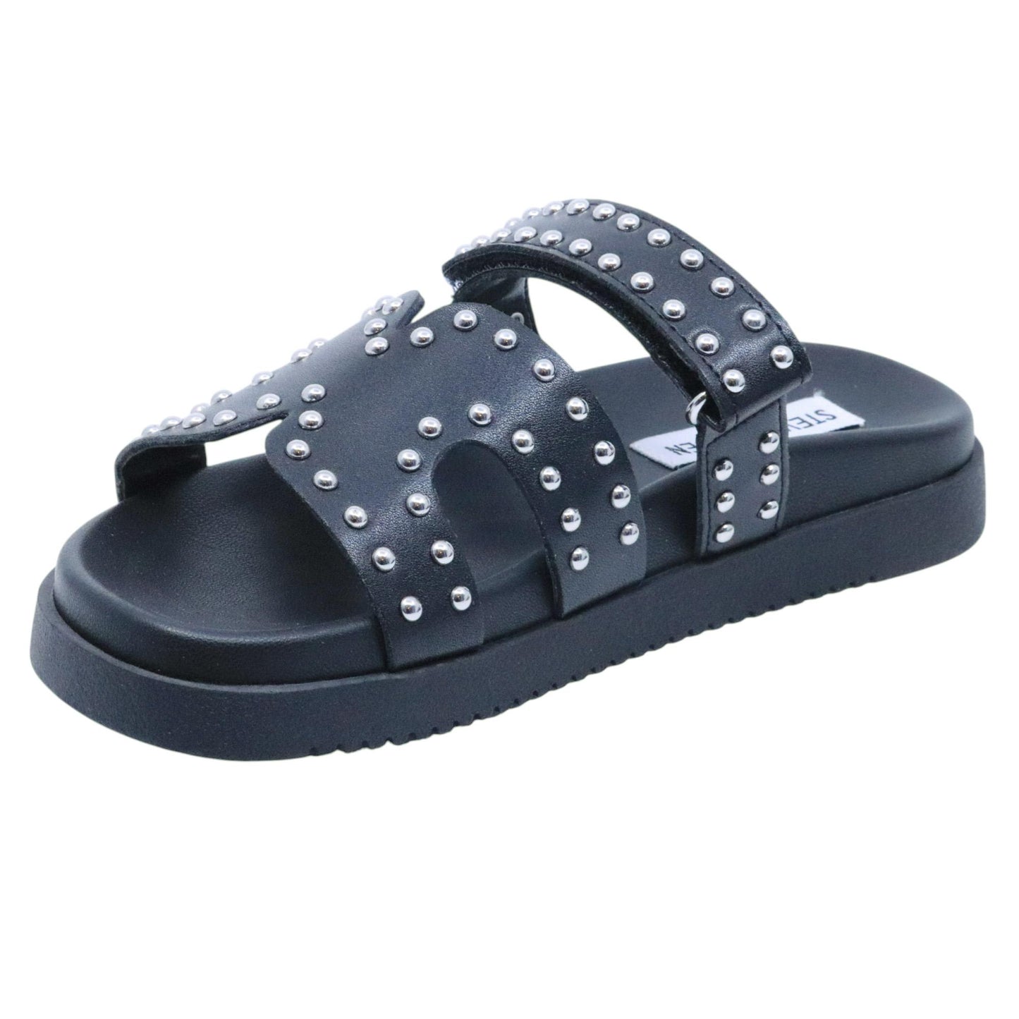 Ciabatta Steve Madden Missile in pelle nera e borchie 