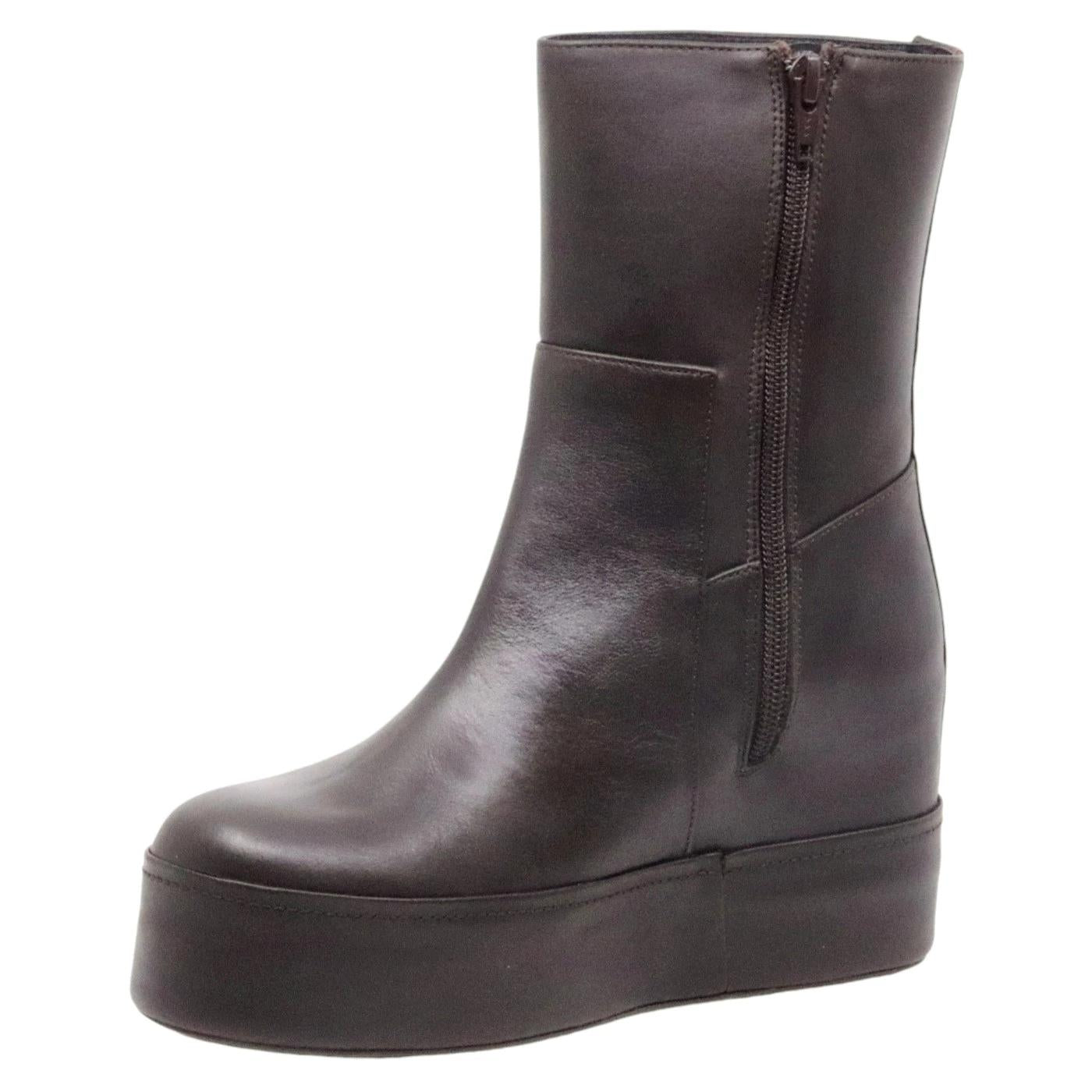 Stivaletto con zeppa Paloma Barceló Disa in pelle marrone 