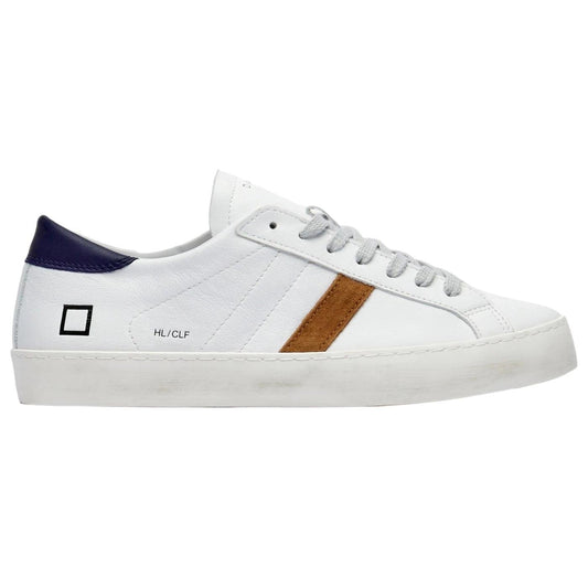 DATE Hill Low Calf White Blue HL-CA-WL sneaker uomo in pelle bianca 