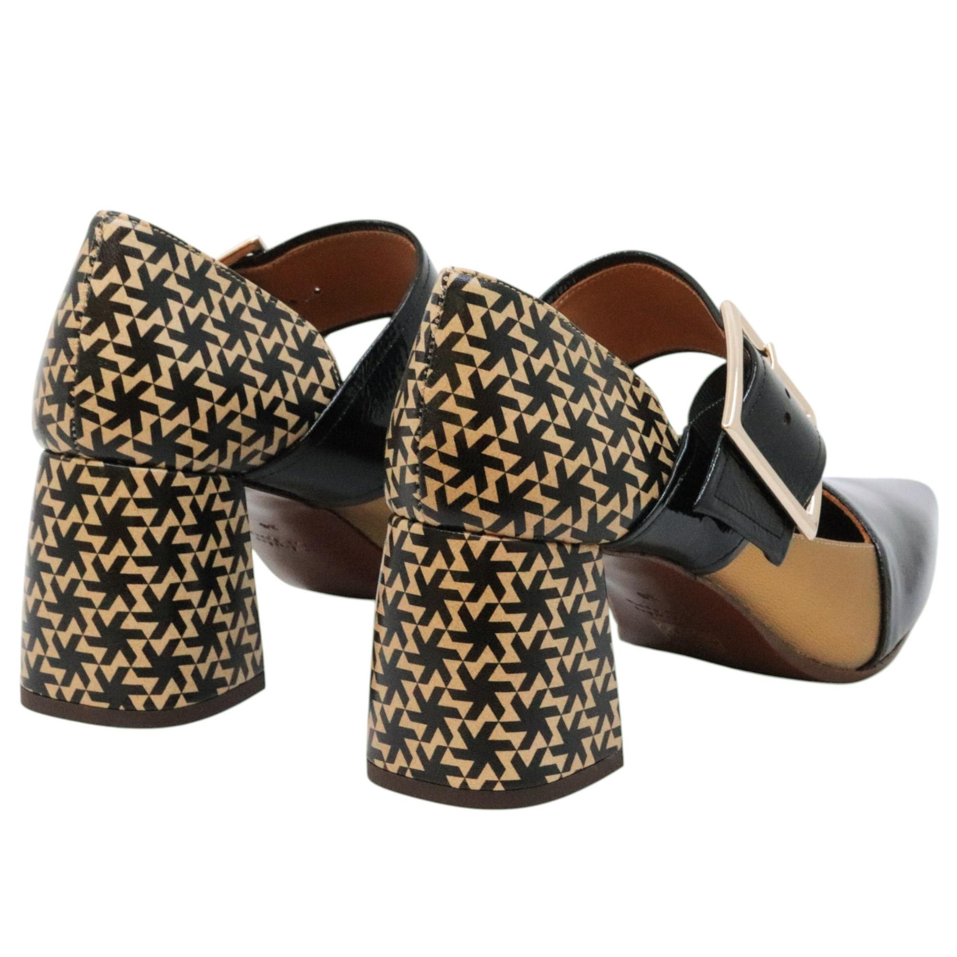 Decolletè Chie Mihara Abeu in pelle lucida nera e bronzo 