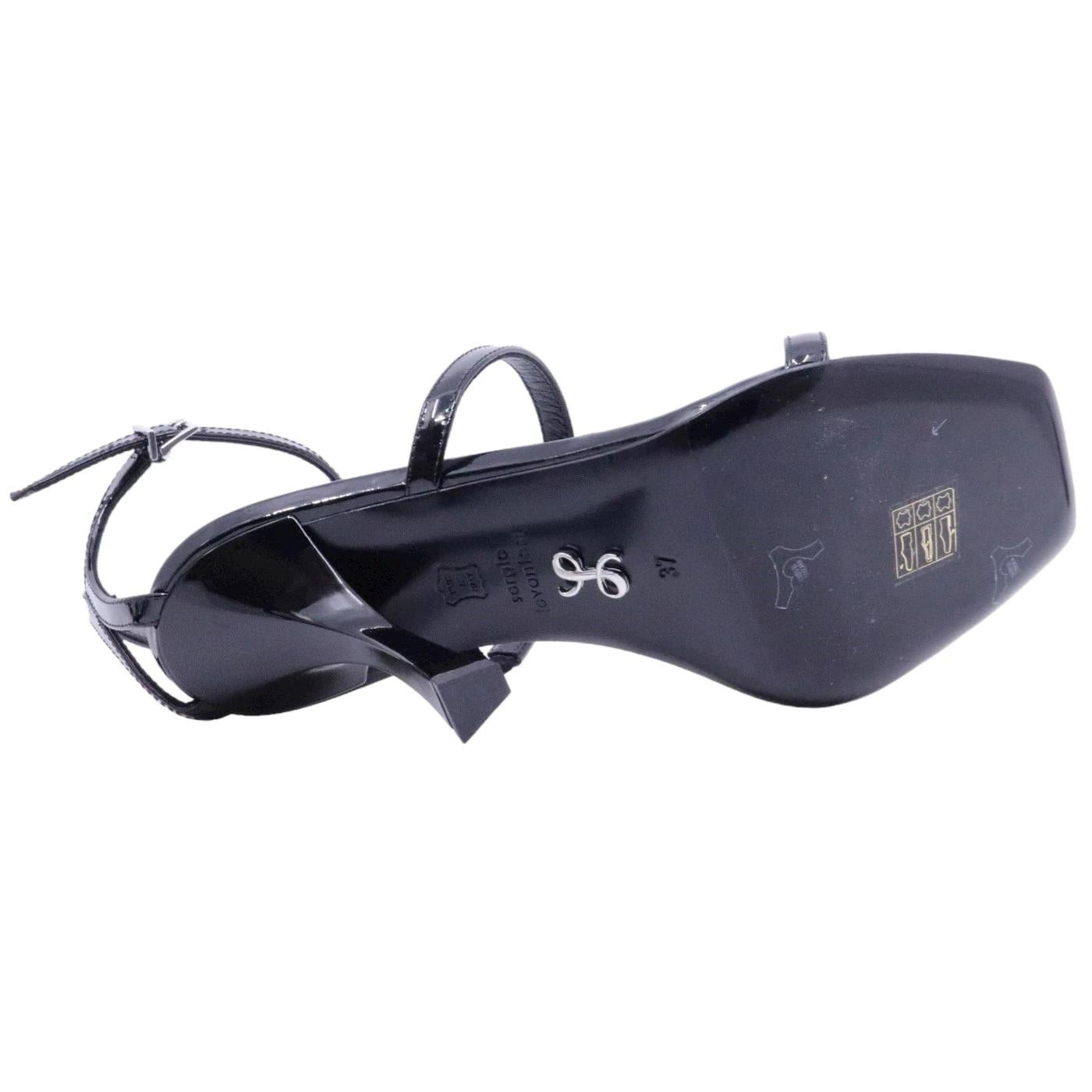 Sandalo con tacco Sergio Levantesi Telen4 in pelle vernice nera 