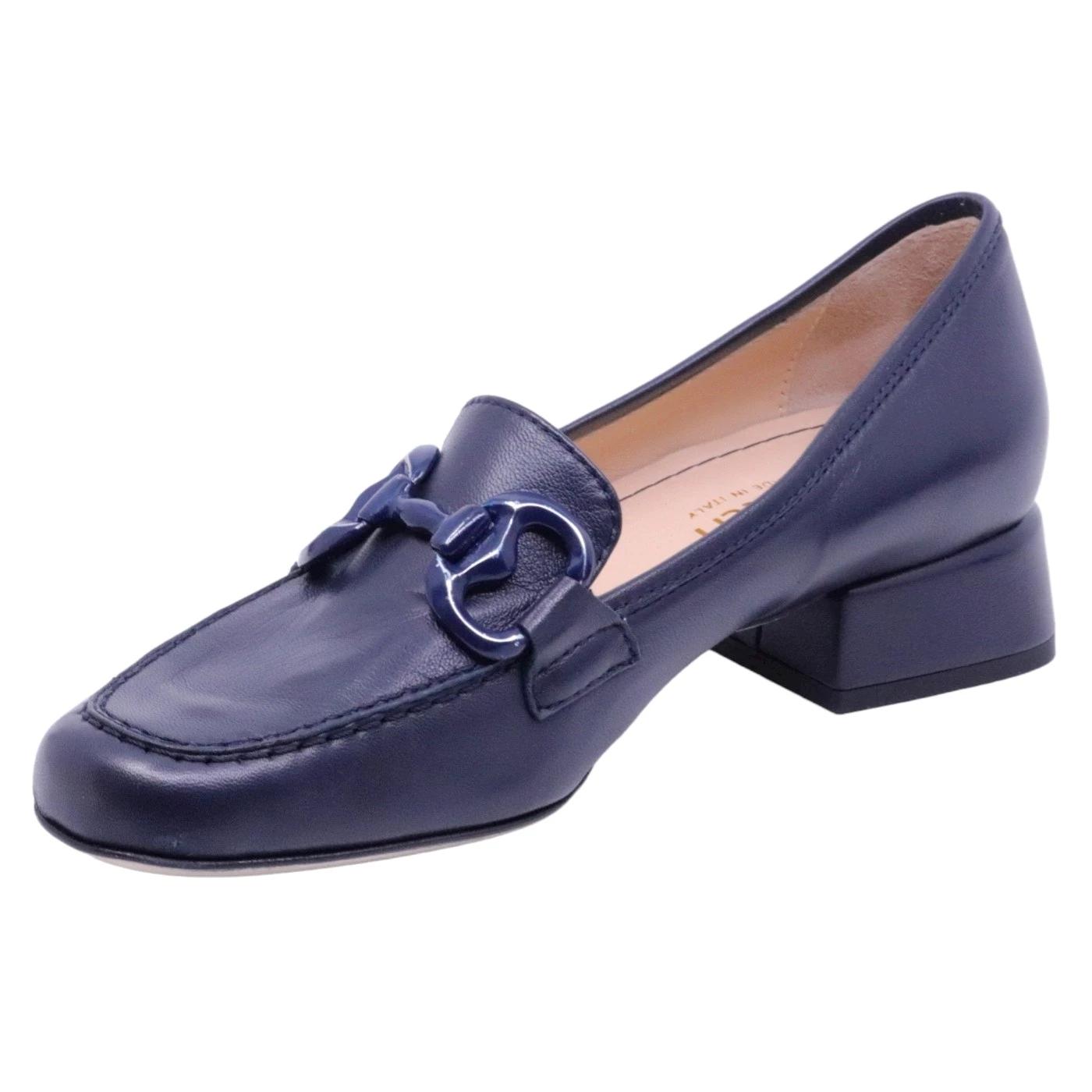 Mocassino donna Le Briella Z843 in pelle blu e morsetto 