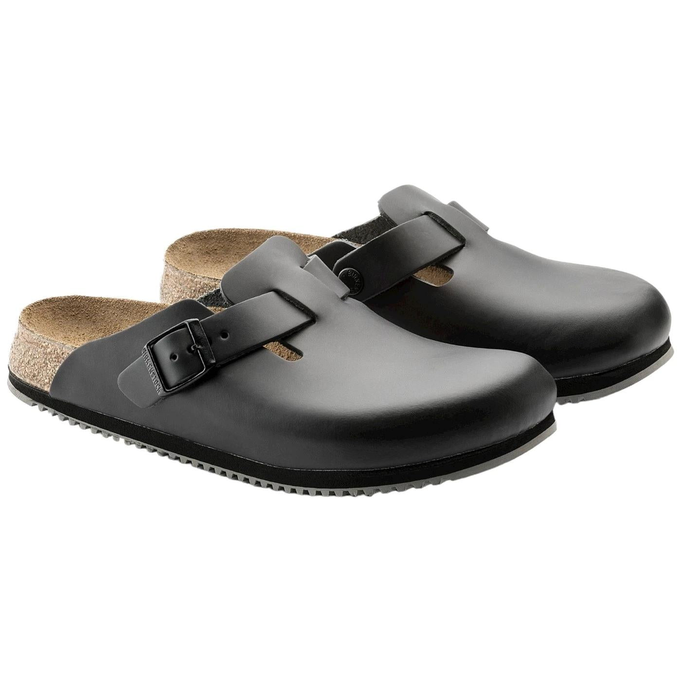 Birkenstock Boston unisex in pelle naturale di colore nero 