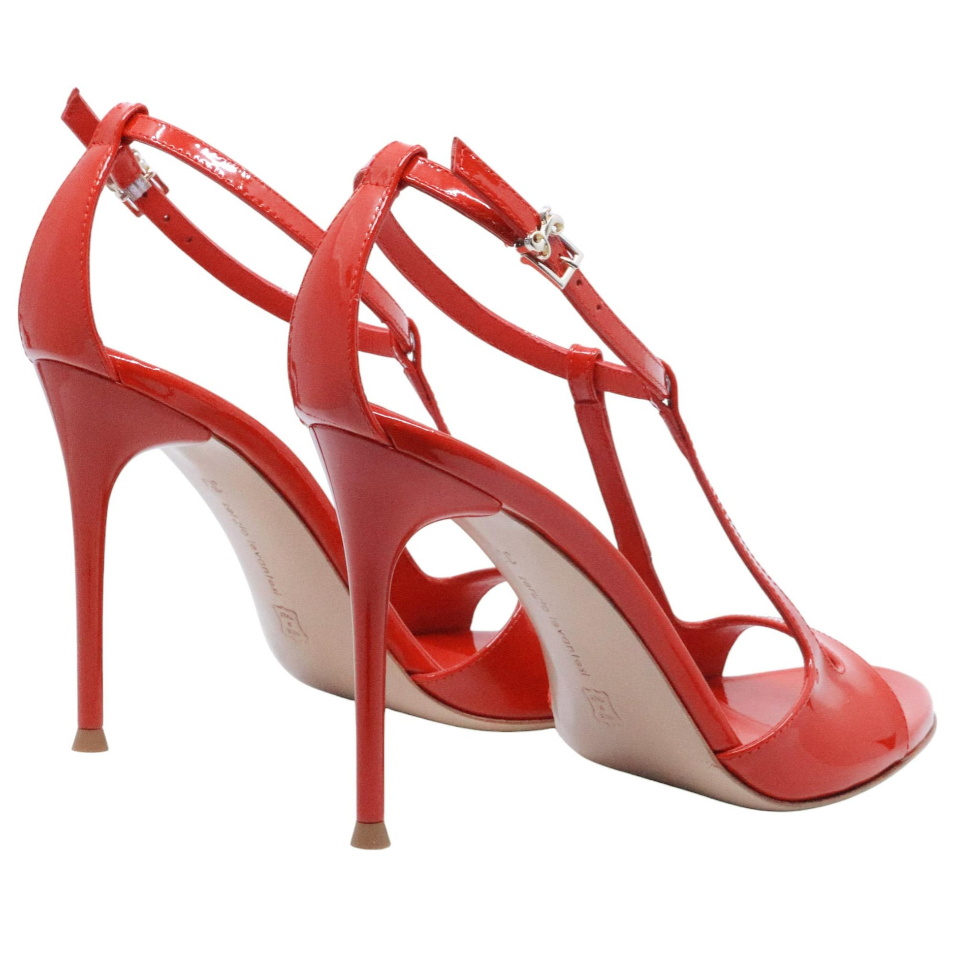 Sandalo con tacco Sergio Levantesi Ryana in vernice rosso 