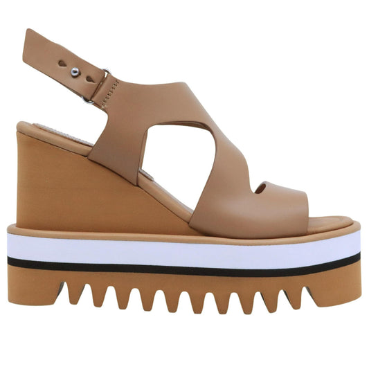 Sandalo con zeppa Paloma Barceló 26 Zarine in pelle camel 