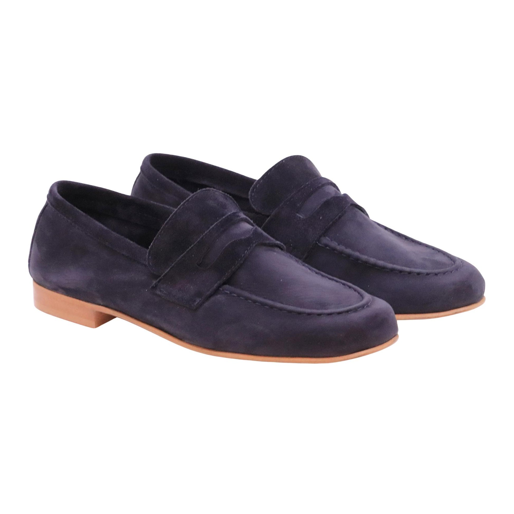 Jaffè 008 mocassino uomo in camoscio blu made in Italy elegante casual 