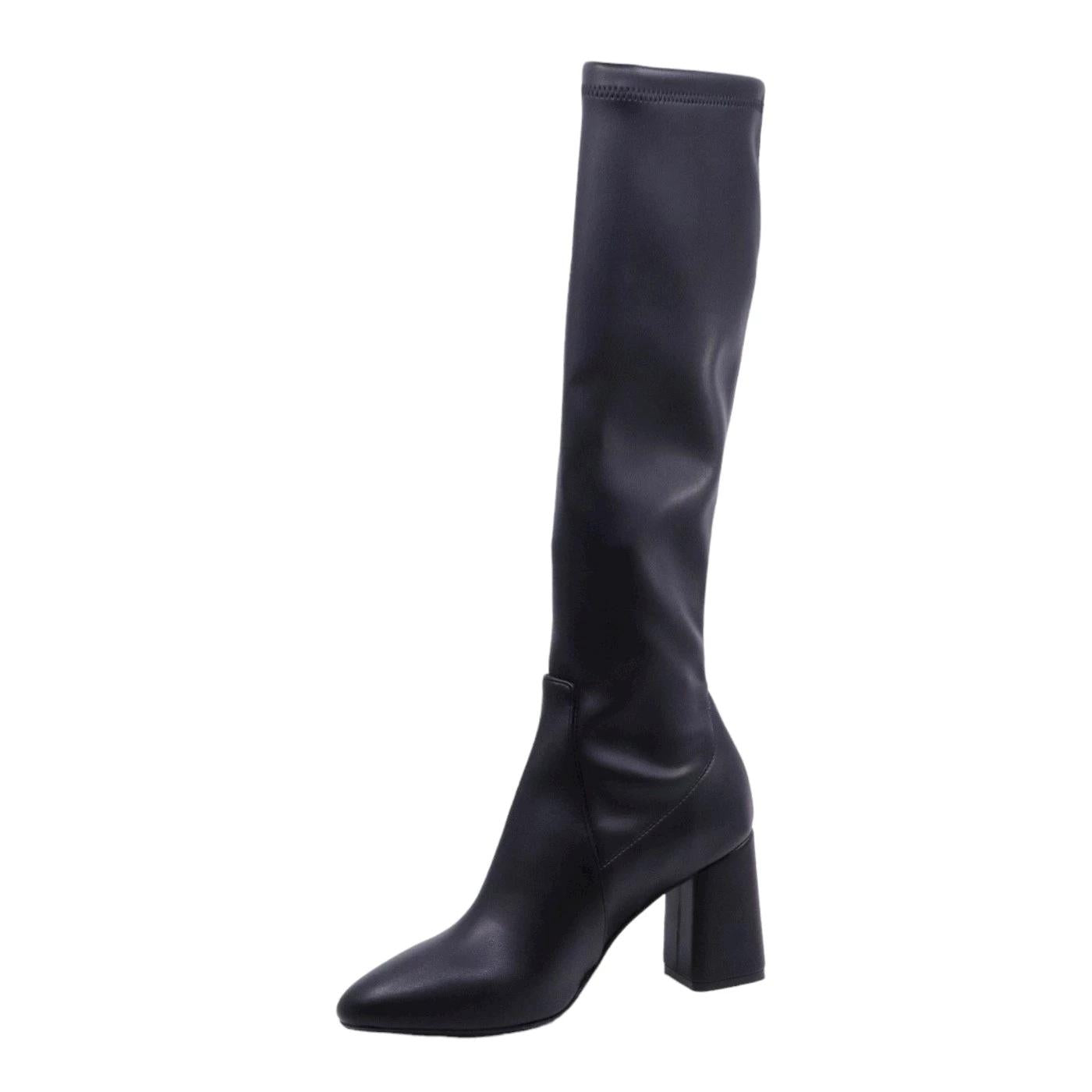 Stivale donna Anna F 9796 in pelle nera e gambale elasticizzato 