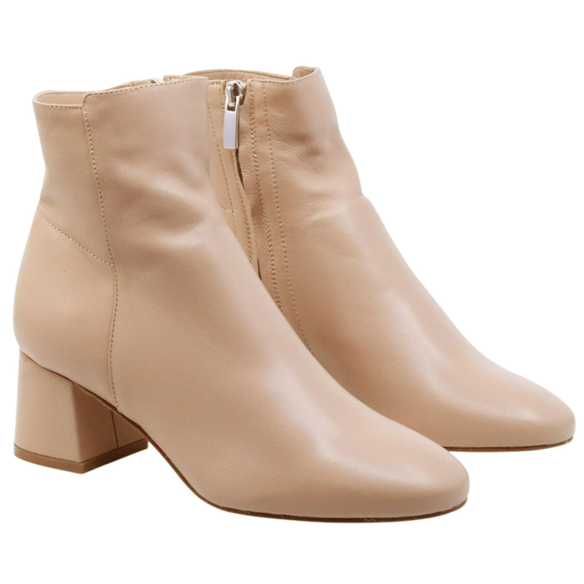 Ranyé 133 stivaletto donna in pelle nappa cappuccino con tacco elegante Made in Italy 