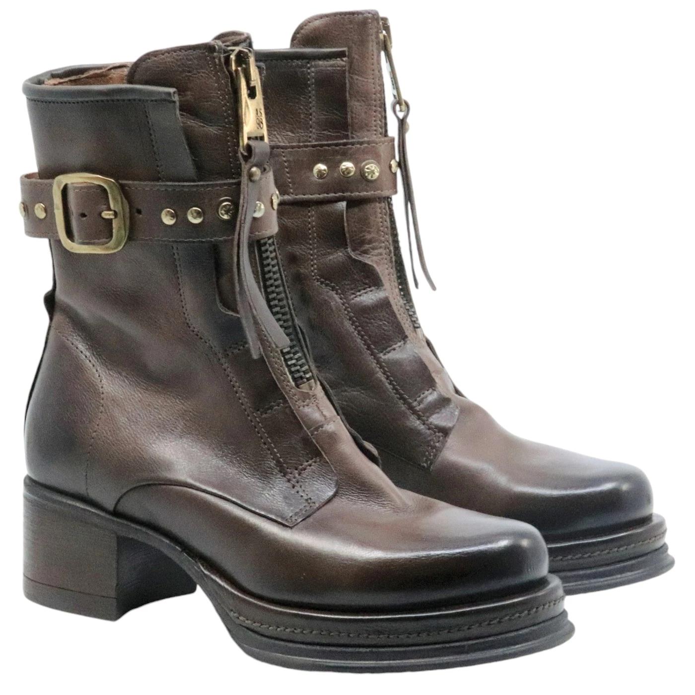 Stivaletto donna AS98 B52213 in pelle marrone 