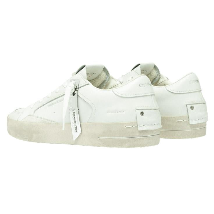 Sneaker donna Crime London Sk8 Deluxe 21111 in pelle bianca vanilla 